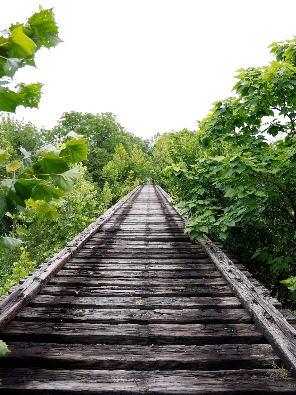 The old railroad bridge is abandoned